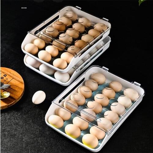 Creative Automatic Rolling Egg Box Kitchen Egg Storage Household Transparent Drawer Egg Tray Japanese multi-layer