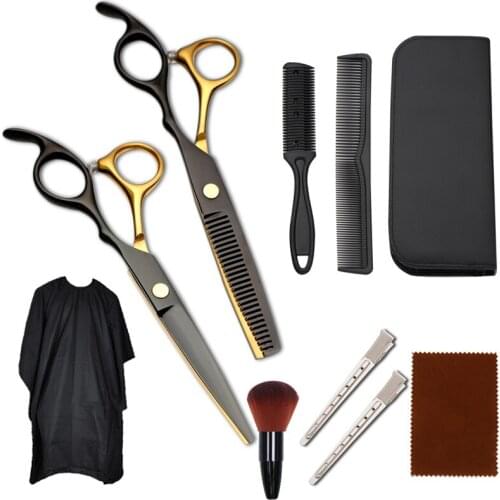 6 inch Hairdressing Scissors Flat Cut Bangs Thinning Hair Teeth Scissors Professional Barber Scissors Set Barber
