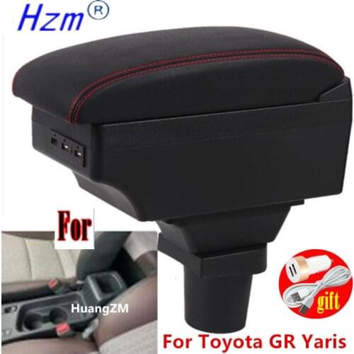 For Toyota GR Yaris Armrest Box For Toyota Yaris Cross Interior Parts Car Armrest box Retrofit parts with USB LED 2020 2021