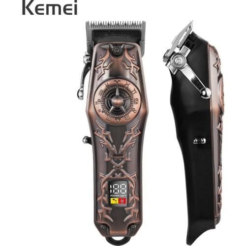 Kemei Professional Electric Hair Clipper Adjustable Cordless Barber Shop Rechargeable Hair Trimmer for Men Hair Cutting Machine