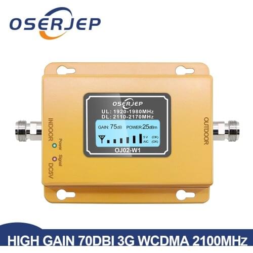 70db 3g 2100 Repeater Cell Phone Signal Repeater Mobile 2100MHz Signal Booster Amplifier LCD LTE WCDMA UMTS Dropshipping