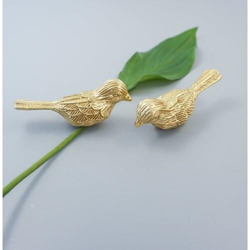 Solid Brass Bird Shape Furniture Handlles Gold Knobs for Cabinet and Dresser Kitchen Cupboard Pull Handmade Home Decor Pull Knob