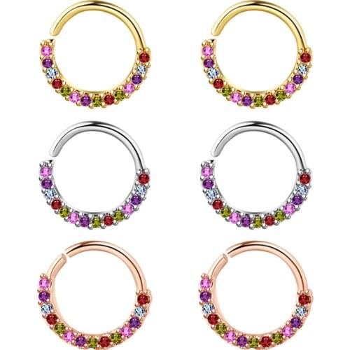 20G Daith Earrings Surgical Steel Clicker Moon Cartilage Rook Conch Tragus Earring Piercing Clicker Septum Rings Horseshoe