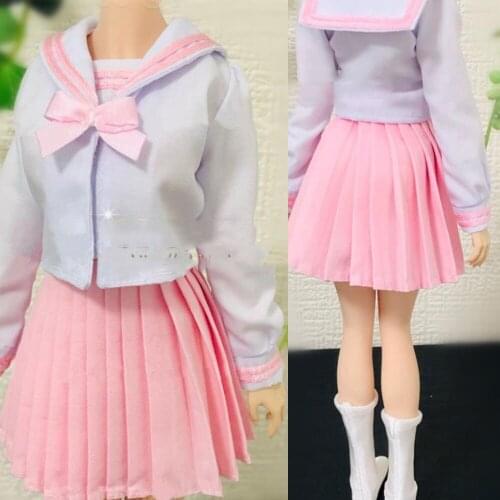 1/6 Sexy Female Clothing Set Long Sleeve Sailor Skirt Suit Student Uniform Costume Clothes Accessory Model for 12'' Body