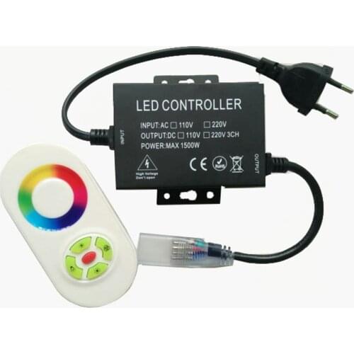 110V 220V RGB Led Controller 1500W Power Switch 5KEY RF Remote Control Wireless Touch Dimmer with EU / US Power Plug