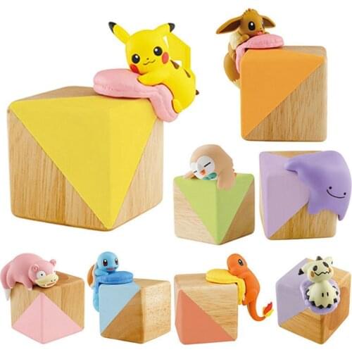 Takara Tomy Pokemon Genuine 8 Pcs of Kawaii Bag Table Corner Doll Cartoon Pikachu Corner Protector Blind Box Toy Birthday Gift