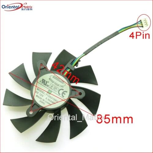 New T129215SU T129215BU Cooling Fan 12V 0.50A 85mm 4Wire 4Pin Graphics / Video Card VGA Cooler Fan DIY Cooling Fan