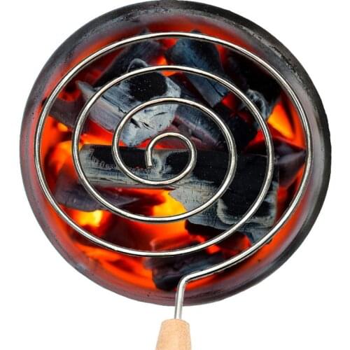 VFGTERTE 1PC Metal Swirl Hookah Charcoal Holder Carbon Filter Shisha Bowl Accessories Shield with Wooden Handle