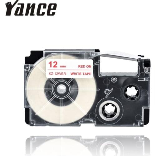 Yance XR-12WER XR 12WER 12mm Red on white Compatible for Casio EZ label maker KL-60-L KL-60SR KL-170 label printer tape