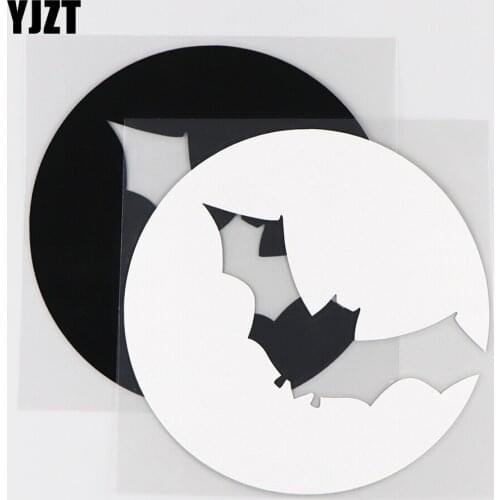 YJZT 13×13CM Personalized Car Sticker Bat Moon Silhouette Body Decoration Vinyl Decal Black / Silver 10A-0461