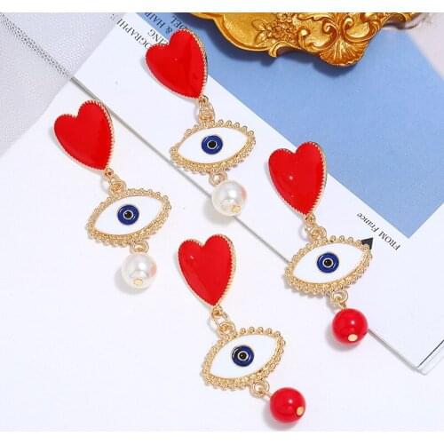 YWZIXLN Fashion Bohemian Earrings Jewelry Red Heart Eyes Drop Earrings Best Gift For Women Girl Wholesale E0107