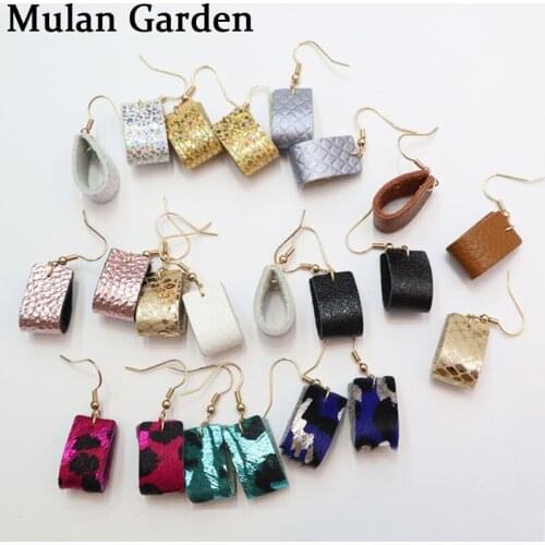 M&G 11 Patterns New Fold Glitter Real Leather Earring Elegant Leopard Statement Earring Fashion Women Jewelry Gift Accessories