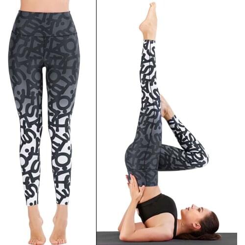 Womens Rash Guards Long Leggings Running Tights Yoga Pants Swim Suit Bathing Sutis UV Sun Protection Black Printed