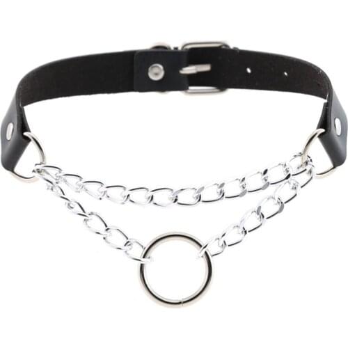 Punk choker collar for women necklace Goth Silver color chain leather choker collar women chocker girls emo jewelry