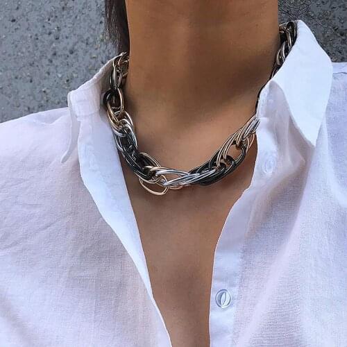 SHIXIN Punk Thick Cross Link Chain Necklace on the Neck Hip Hop Short Choker Necklace for Women Chunky Statement Necklace Collar
