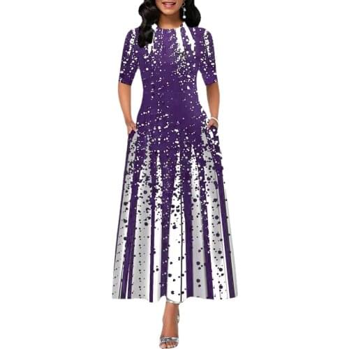 Print Long Evening Party Dress Fashion African Half Sleeve A-Line Draped Elegant Women Dress Ladies Slim Dress robe de soiree