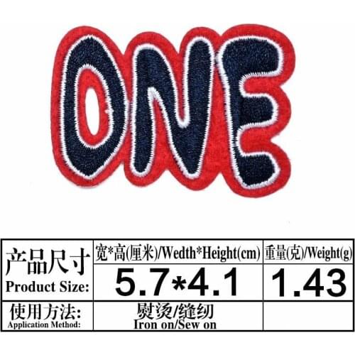 100pcs/lot Embroidery Patches Letter ONE Red Black Clothing Decoration Sewing Accessories Diy Iron Heat Transfer Applique