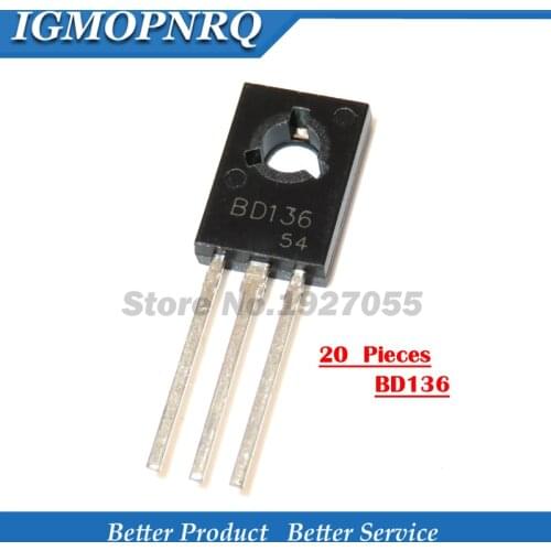 20pcs BD136 TO-126 PNP D136 TO126 Transistor Output 45V 1.5A NEW