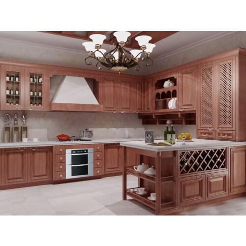 2017 customized solid wood kitchen cabinets with wooden wood door panel antique kitchen furnitures