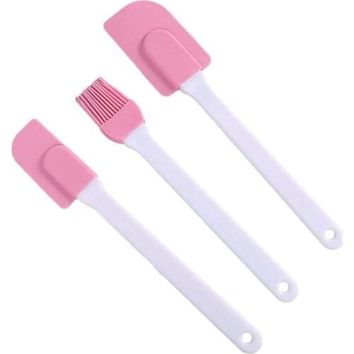 3Pcs Silicone Spatulas Buttercream Cake Scraper Heat Resistant Brush Kitchen Baking Pastry Tool