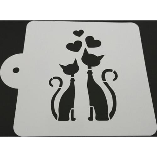5 Inch Heart Cat Plastic Cake Stencil Template Wedding Fondant Cake Printing Mold Cake Decorating Tools Baking Accessories