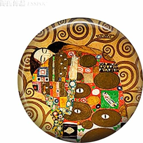 5Pcs/lot 25mm Round Glass Cabochon Gustav Klimt Art Pendant Making Photo Cameo Cabochon Setting Supplies for Jewelry Accessories