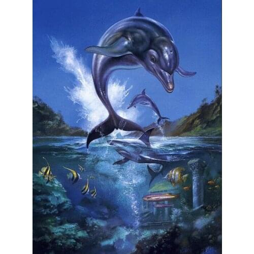 Animal 5D DIY Diamond Painting Full Square dolphin 3D diamond Embroidery sale mosaic Rhinestones wedding Decoration art FG1423