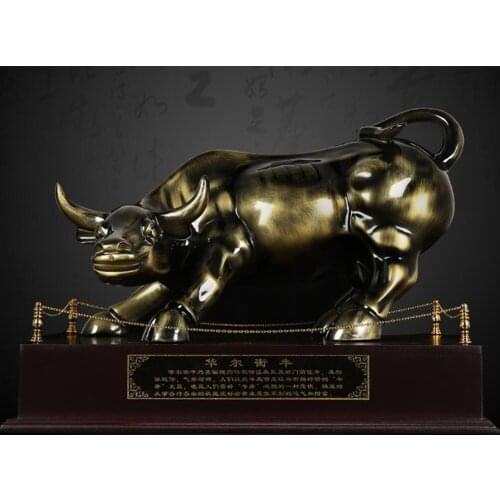 A Wall Street bull presents a gift for the opening of a large corporate office owners desktop decoration shop