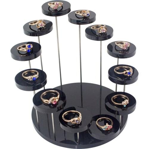 Acrylic 3/12 Slots Ring Holder 12 Grids Jewelry Showing Rack Round Thickening Jewelry Stand Ring Display Stand