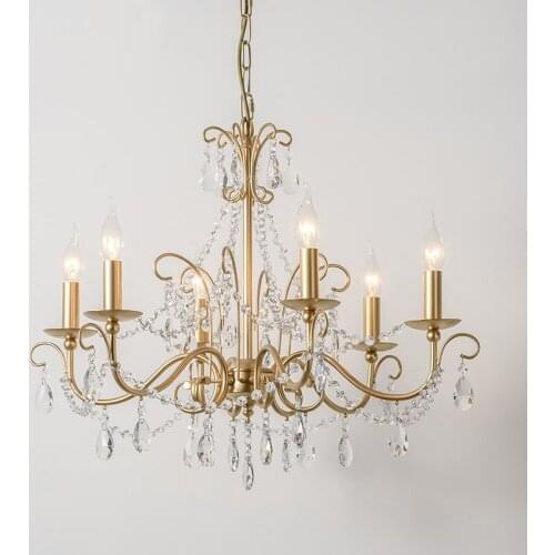 American Country Living Room Light Creative Chandelier Lighting French Luxury Crystal Lamp Wrought Iron Gold Crystal Chandeliers