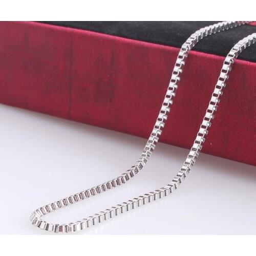 2mm width silver color box chains length 60cm 316L Stainless steel Necklace for men women jewelry wholesale
