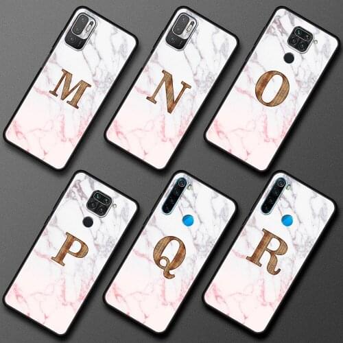For Xiaomi Redmi Note 10 9 Pro Phone Case 9S 8 7 8T 9C 9A K40 7A 9T 8A 6 6A Black Soft Back Cover Fundas Marble Letter M Z Shell