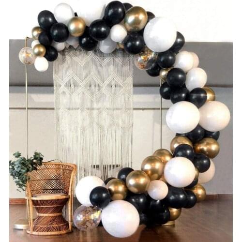 Black Latex Balloon Garland Arch Kit DIY Metallic Confetti Balloons Pearl White Anniversary Graduation Birthday Party Decoration