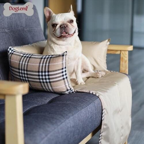 Pet Sofa Lounger Bed Functional Plaid Design Dog Bed
