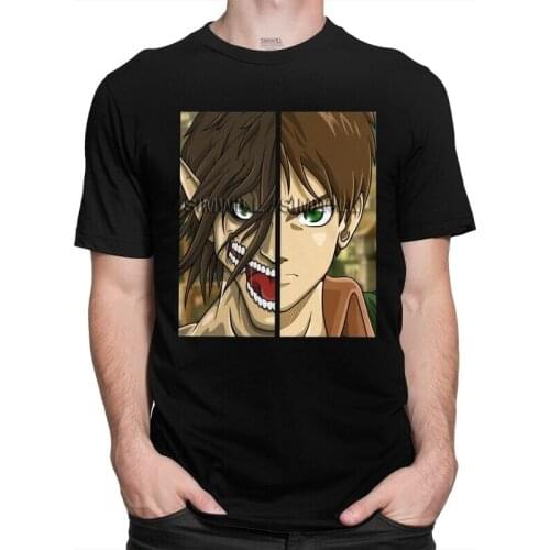 Attack On Titan Eren Yeager T-shirt Men Novelty T Shirt Short Sleeve 100% Cotton Anime Manga Tshirt Urban Tee Tops