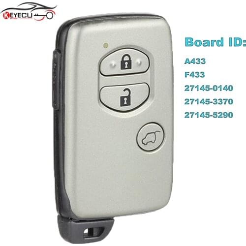 KEYECU Board ID: A433 F433 27145-0140 / 27145-3370 / 27145-5290 Smart Card Remote Key 314.3MHz/433MHz Fob for Toyota Prado Venza