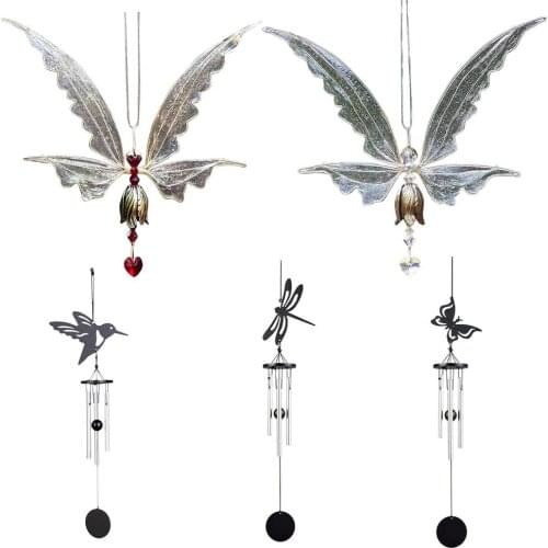 Garden Art Butterfly Wings Wind Chime Patio Hummingbird Windchime Angel Hummingbird Windchime Wall Hanging Home Decorations
