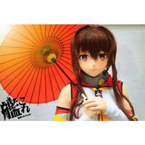 KM9179)Top Quality Handmade Female Resin Full Head Cosplay Japanese Role Play Anime Kigurumi Mask Crossdresser Doll