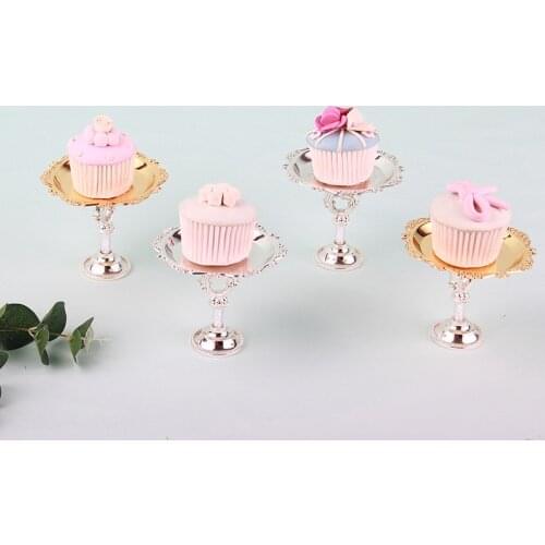 2 Piece Gold Silver Cake Stand Set Round Metal Cupcake Dessert Display Pedestal Wedding Party Display Cupcake stand Home decora