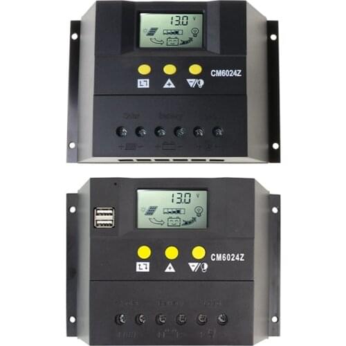 50A 60A Solar Charge Controller 12V 24V for PWM with Auto LCD Battery Charge Panel PV System Solar Controller