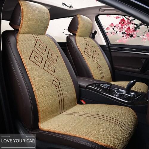 Summer ice silk cushion heat-proof breathable seat cushion rattan grass cool seat cover rush car seat cushion universal
