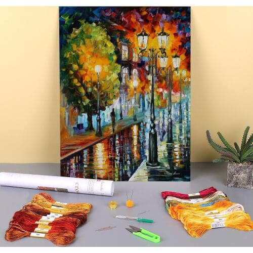 After A Night Rain Pre-Printed 11CT Cross-Stitch Patterns Embroidery DMC Threads Handmade Handiwork Sewing Hobby Jewelry