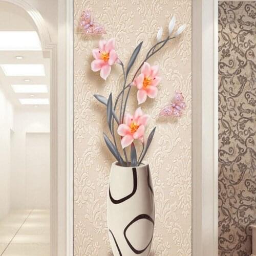 Papel Pintado Pared Rollos Vvase Floral Wallpaper 3d Room Wallpaper Landscape Wall Papers Home Decor 3d Flower Hallway Mural