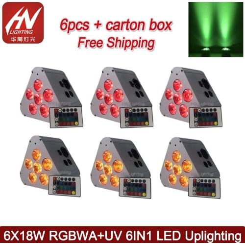 6pcs New Design 6*18w Battery Powered RGBWAUV 6in1 Wireless DMX LED Par Uplights