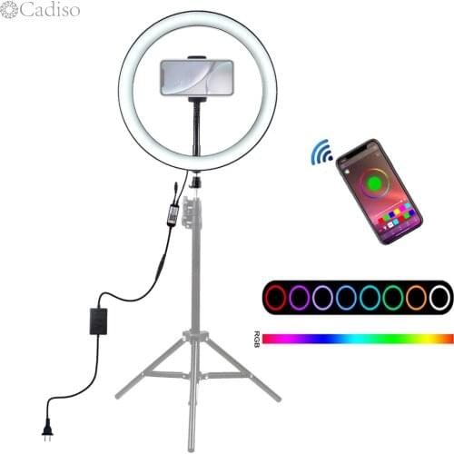 Cadiso Photography Dimmable RGB LED Selfie Studio Photo Light Ring Lamp for Phone Makeup for Photo YouTube Video
