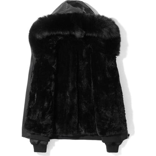 Coat Real Rabbit Liner Parka Winter Jacket Men Fox Fur Collar Warm Jackets Plus Size Parkas D-08-6800 MY1894