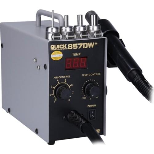 QUICK 857DW+ 580W Hot Air Soldering Station with Heater Bga Rework Station for Phone Repair Air Gun SMD Hot Rework Station