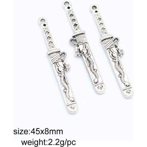 25PCS 45x8mm Antique Silver/Antique Bronze Dagger Charm Pendants For Jewelry Making