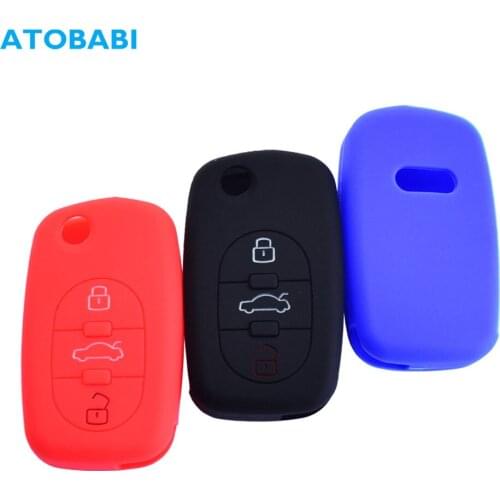 Silicone Car Key Cases 3 Buttons Folding Keychain Remote Control Fobs Protector Cover Skin For Audi A2 A3 A4 A6 A8 TT 1997-2005