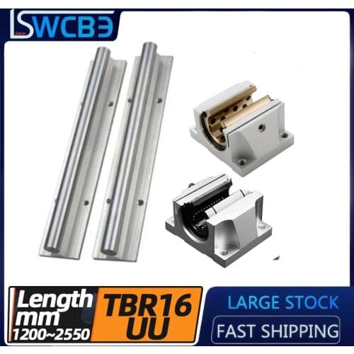 Standard TBR box type linear rail slide TBR16,L=1200-2550mm,+TBR16UU flange slider/copper sleeve, free shipping mechanical parts